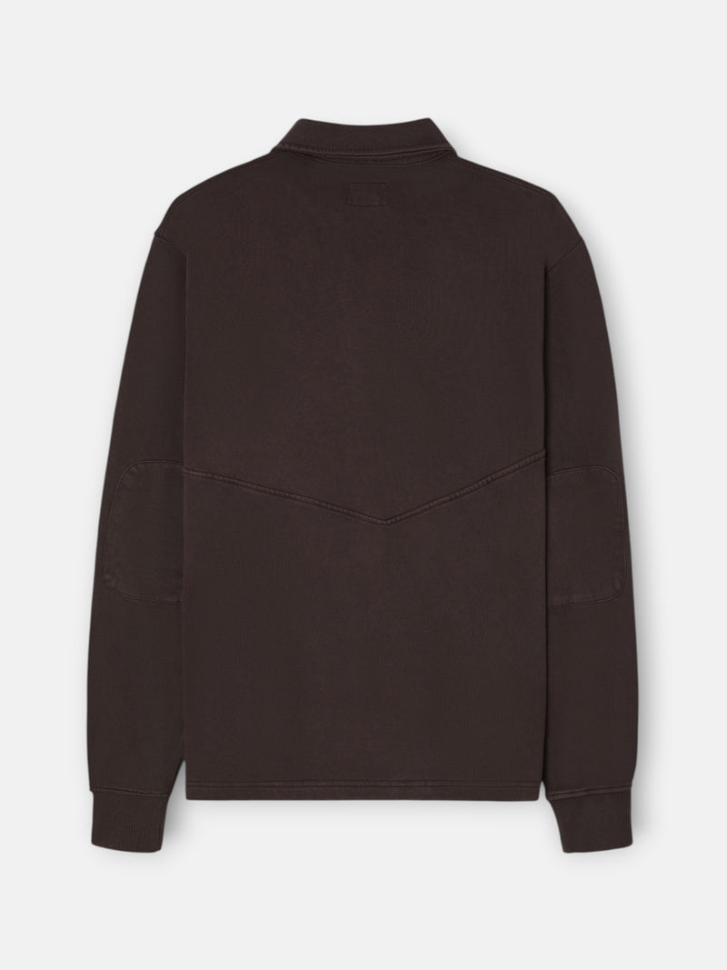 Sudadera cuello polo desgastada marron