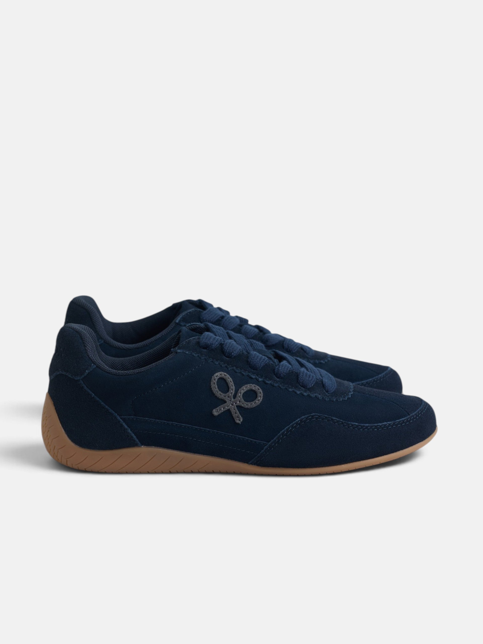 Zapatilla retro serraje azul marino