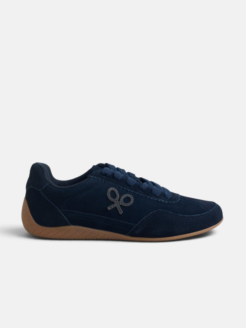 Zapatilla retro serraje azul marino