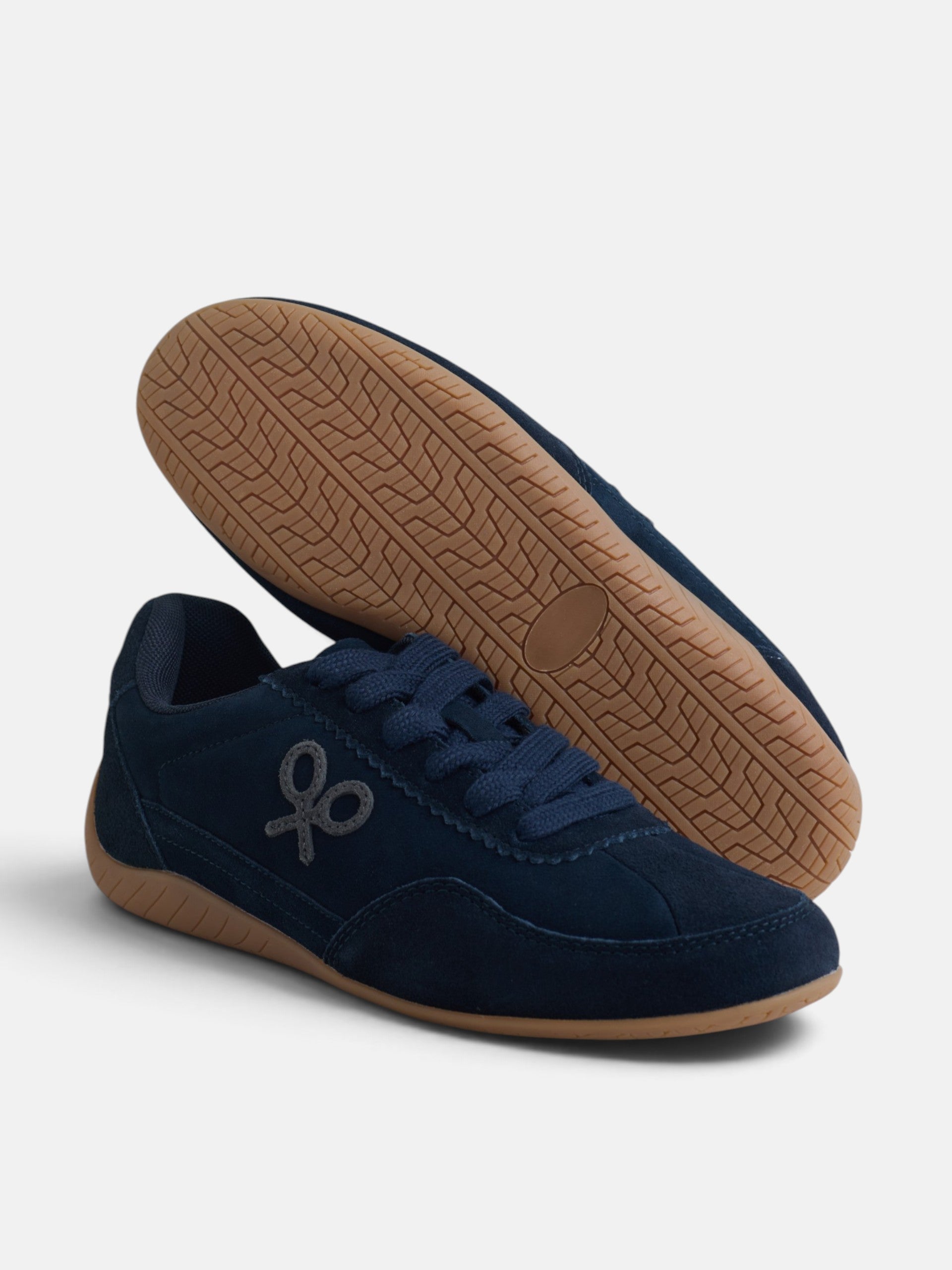 Zapatilla retro serraje azul marino