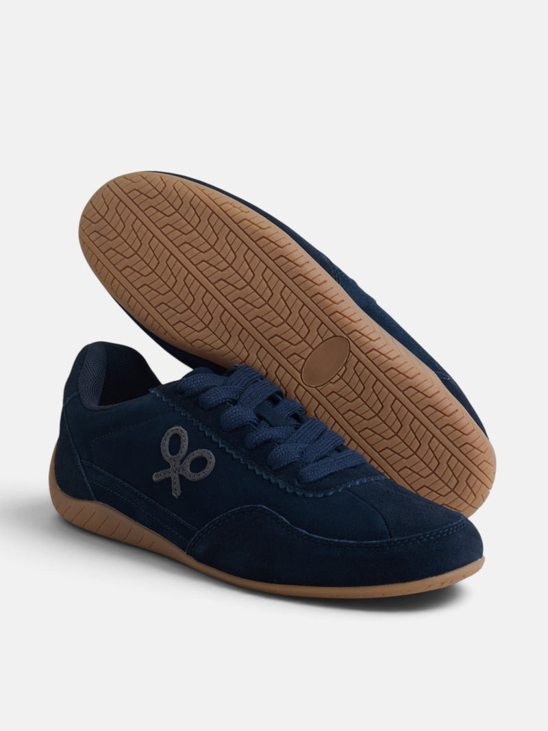 Zapatilla retro serraje azul marino