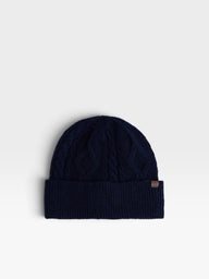 Bonnet motif tressé bleu marine