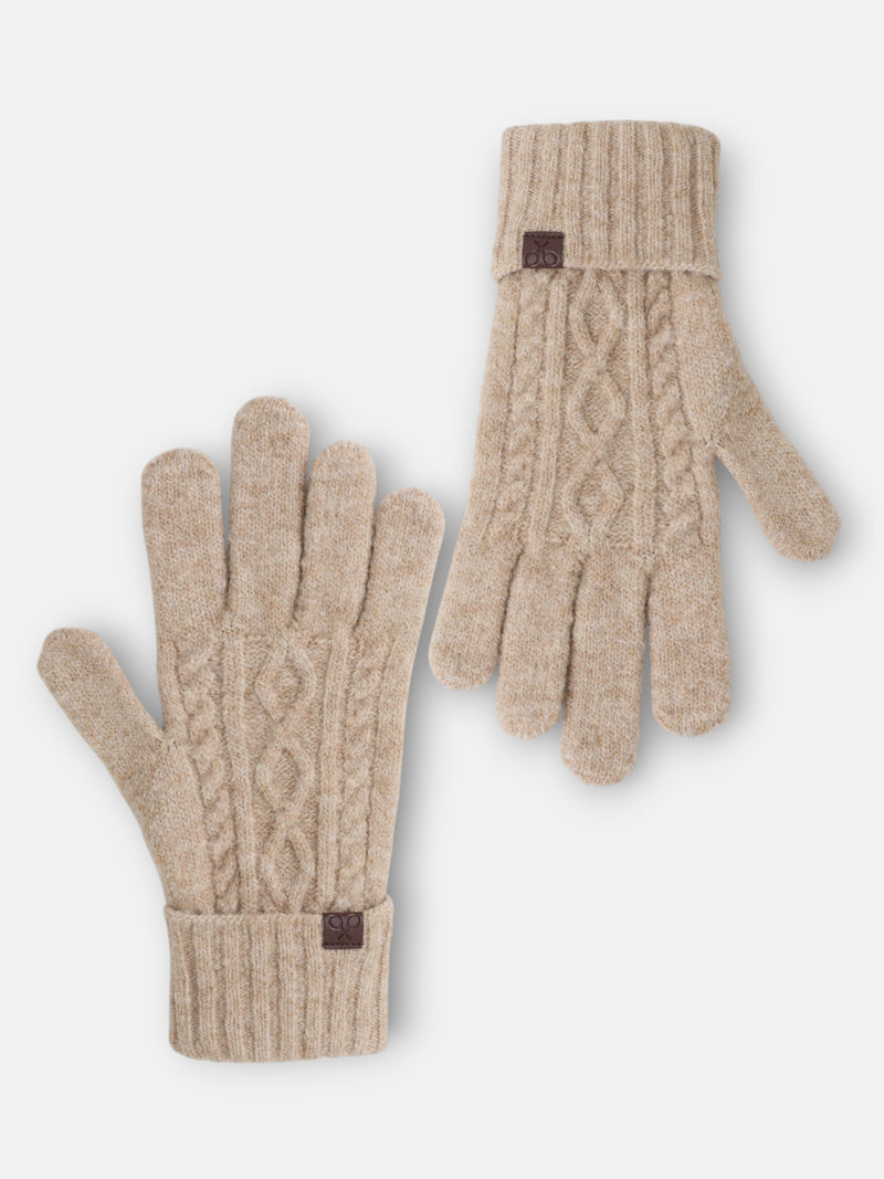Guantes motivo trenzado beige