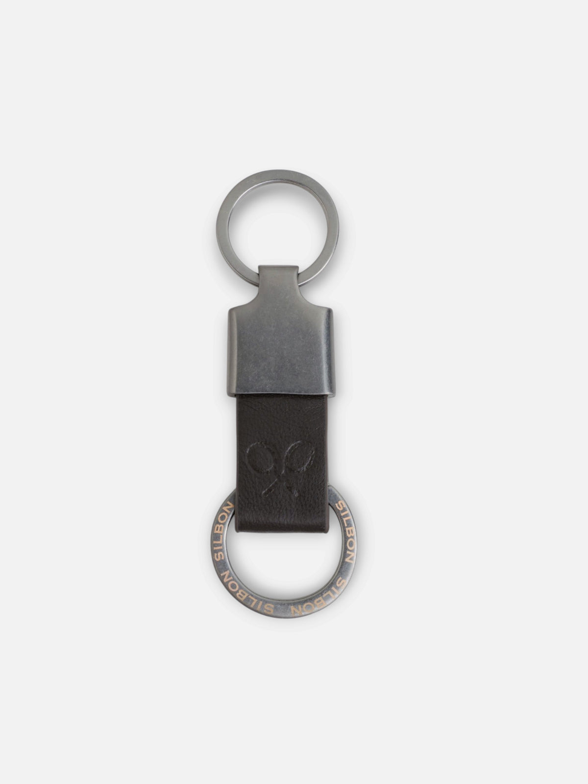 Porte-clés mousqueton en cuir marron
