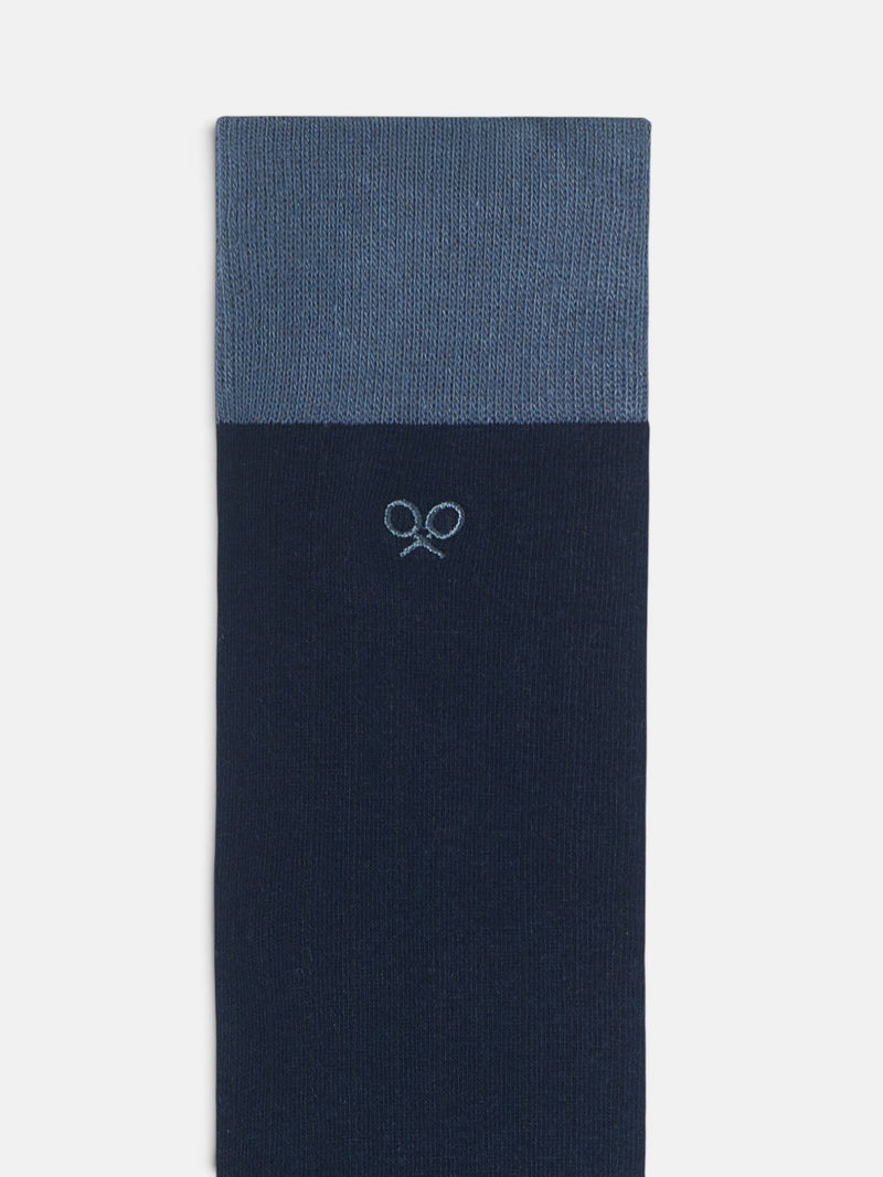 Meia alta canelada azul-marinho