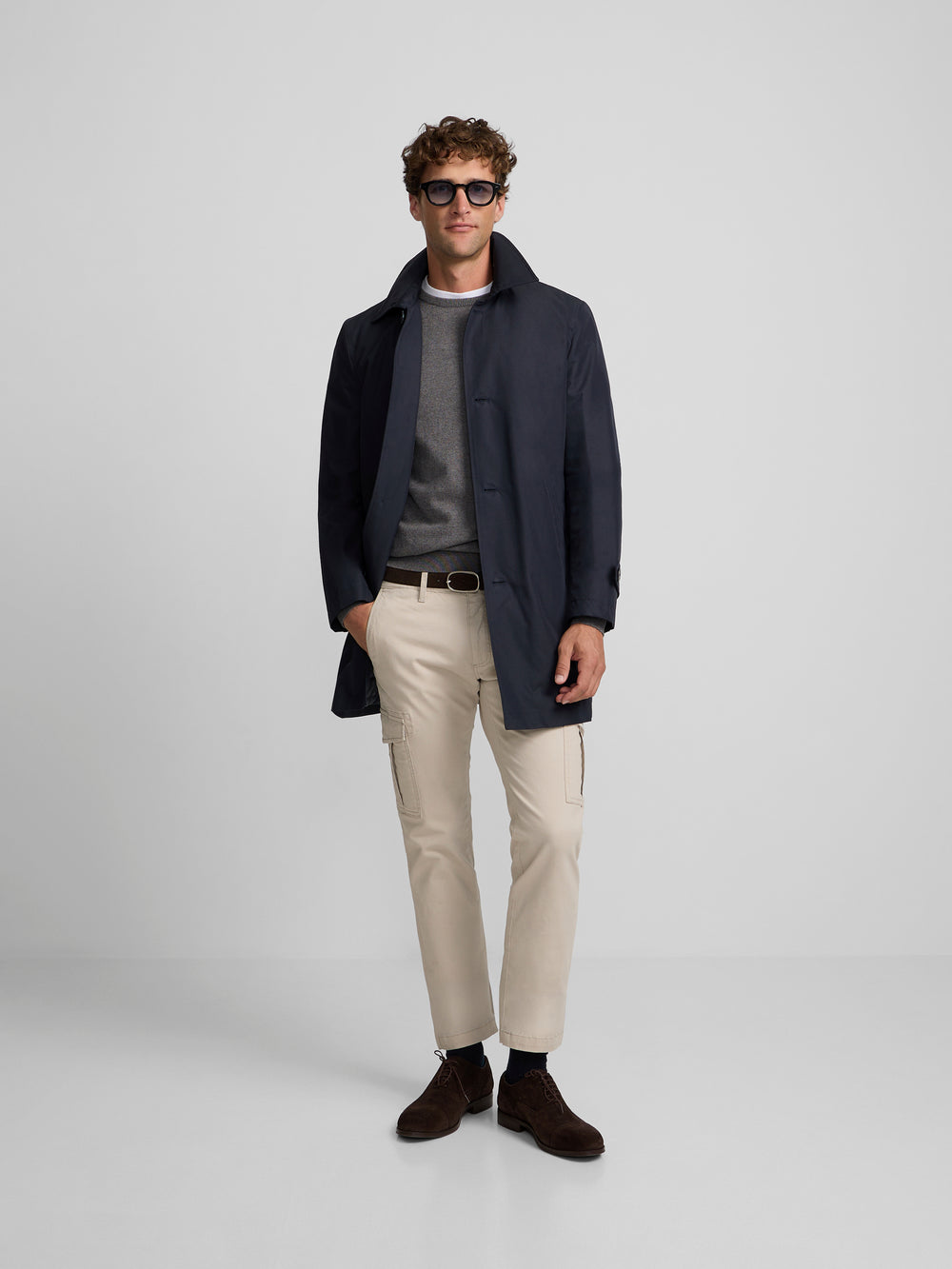 Trench-coat court bleu marine