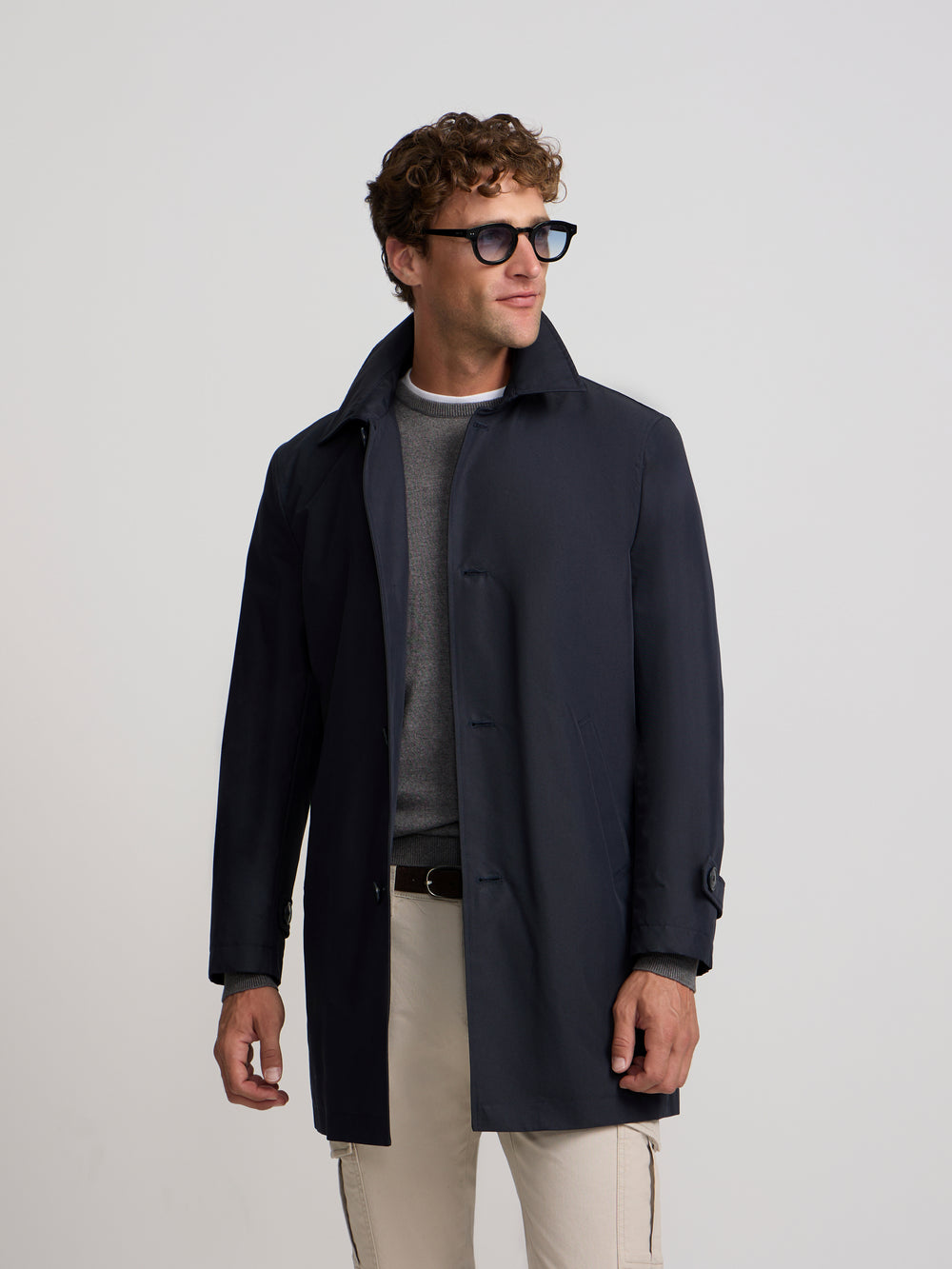 Trench-coat court bleu marine