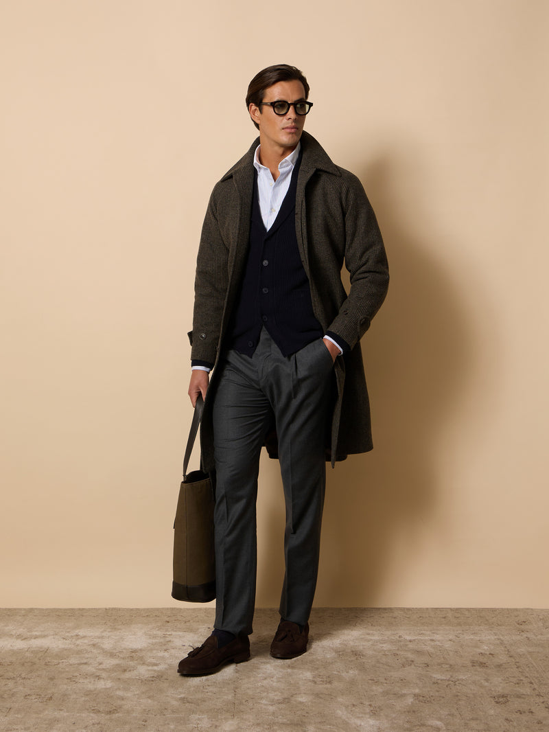 Manteau unique prince de Galles marron