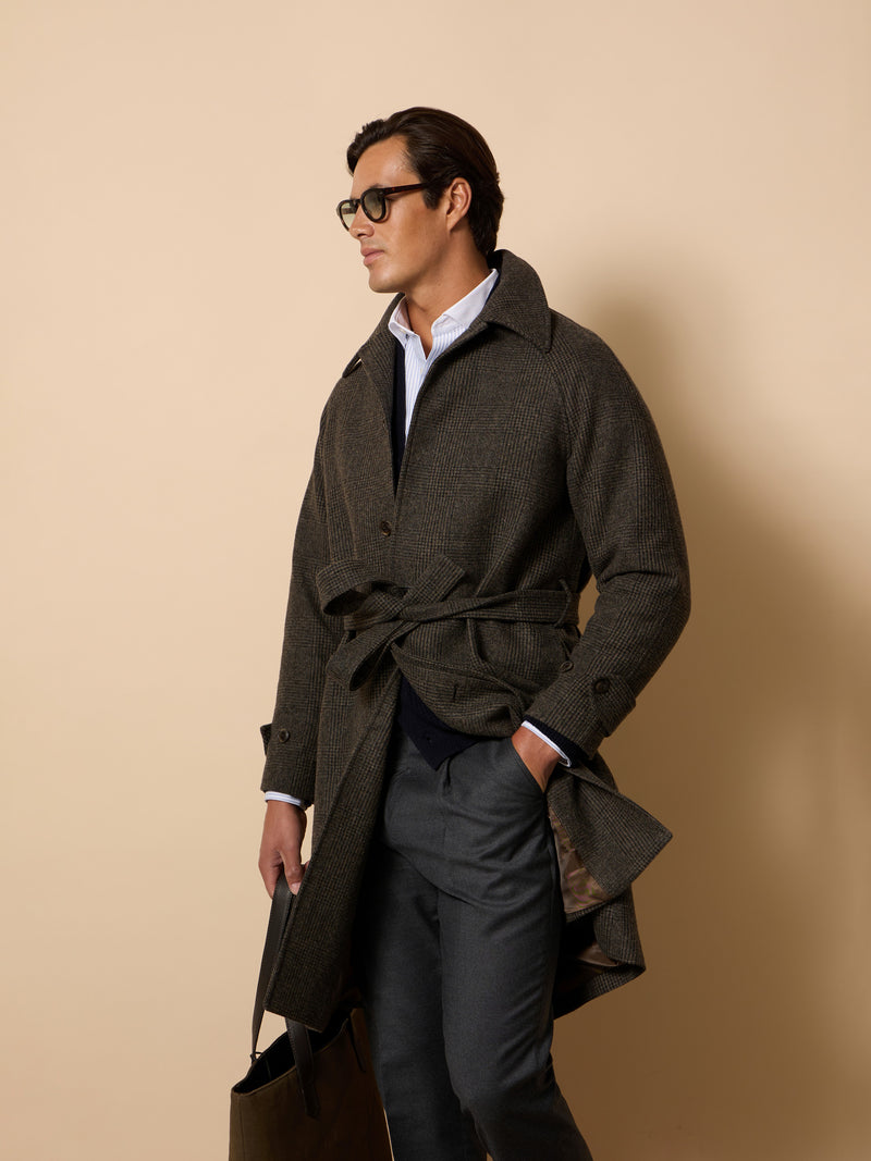 Manteau unique prince de Galles marron