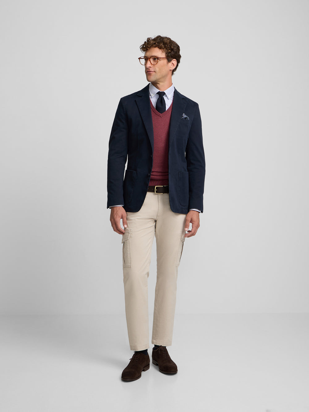 Americana casual recta azul marino