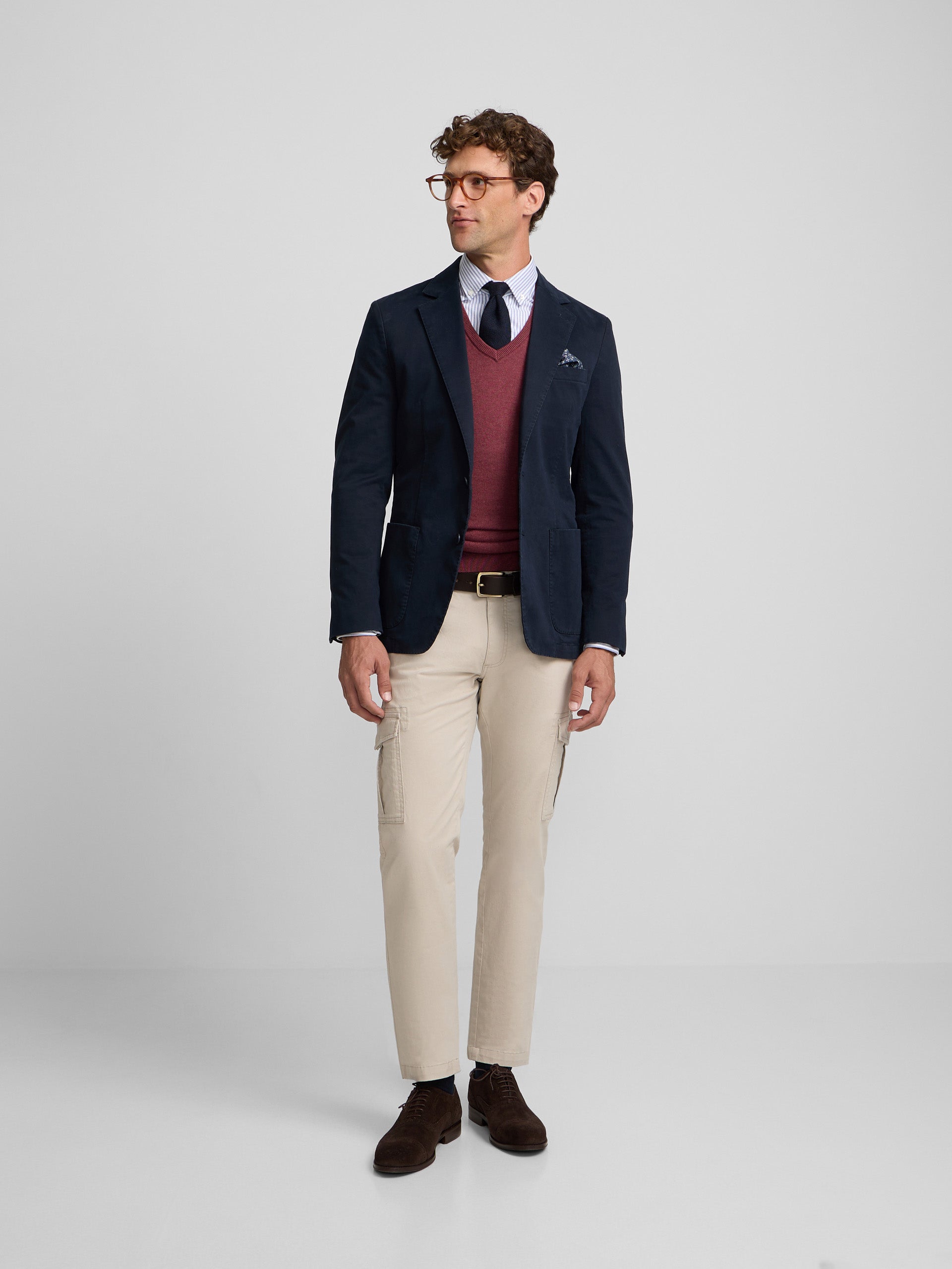 Veste blazer droite bleu marine casual