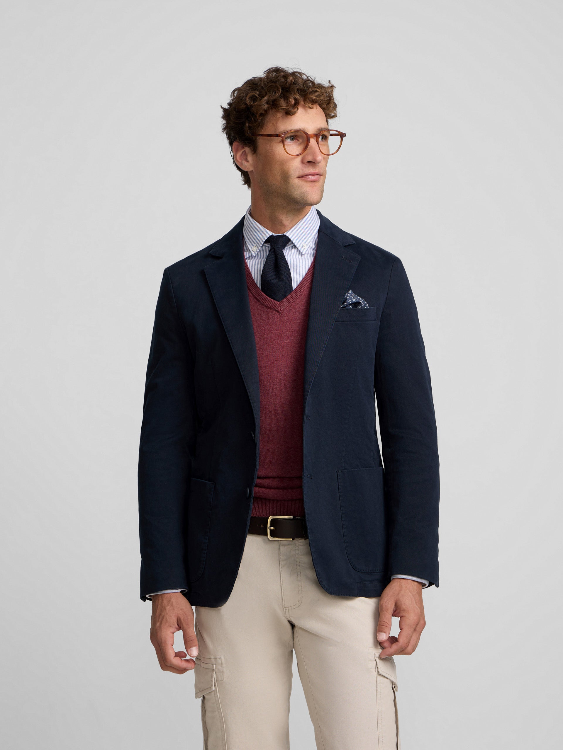 Veste blazer droite bleu marine casual