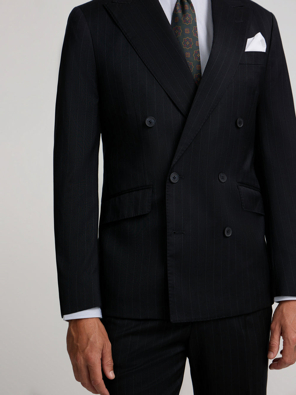 Americana traje cruzado raya diplomatica azul marino