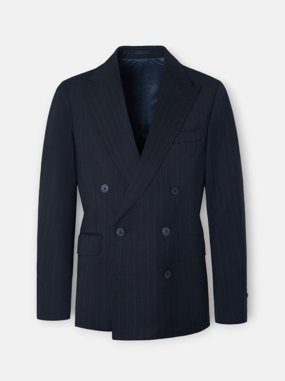 Americana traje cruzado raya diplomatica azul marino