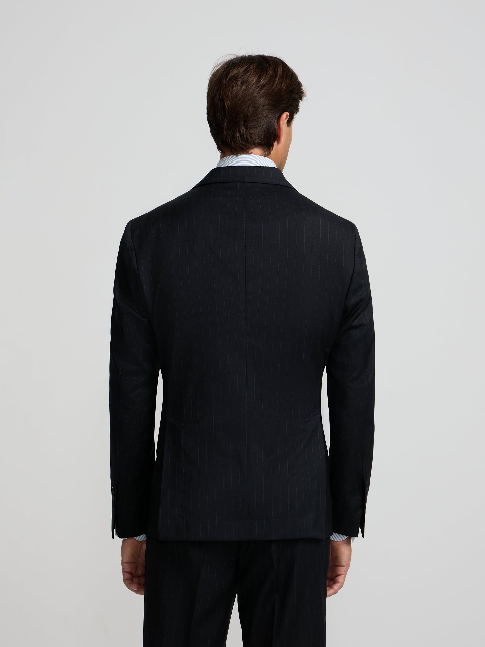 Americana traje cruzado raya diplomatica azul marino
