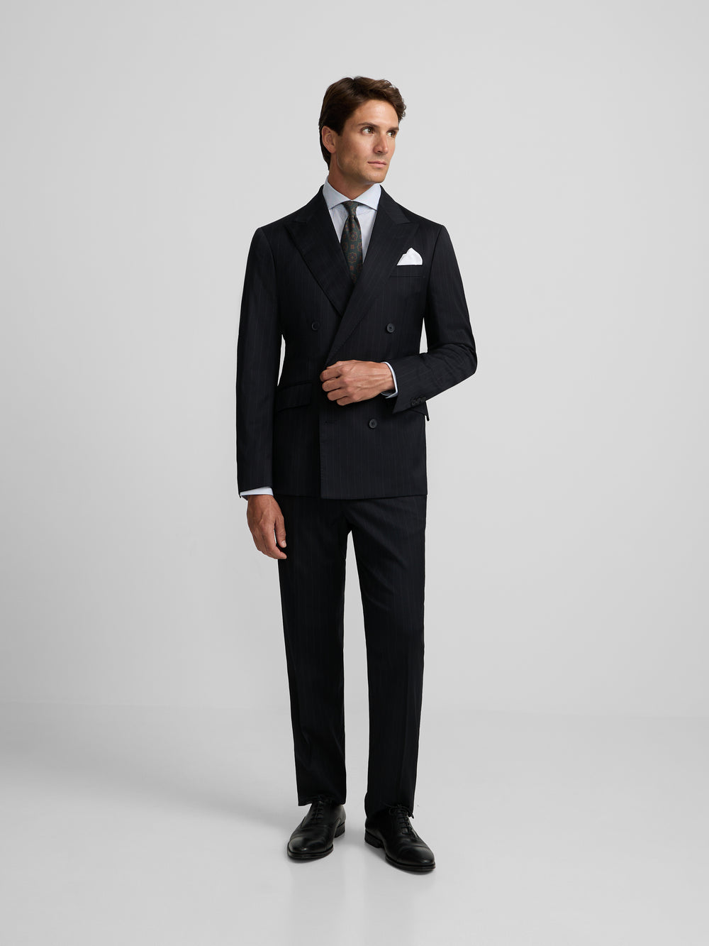 Americana traje cruzado raya diplomatica azul marino