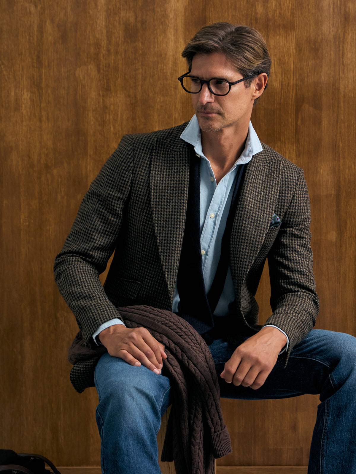 Green houndstooth blazer