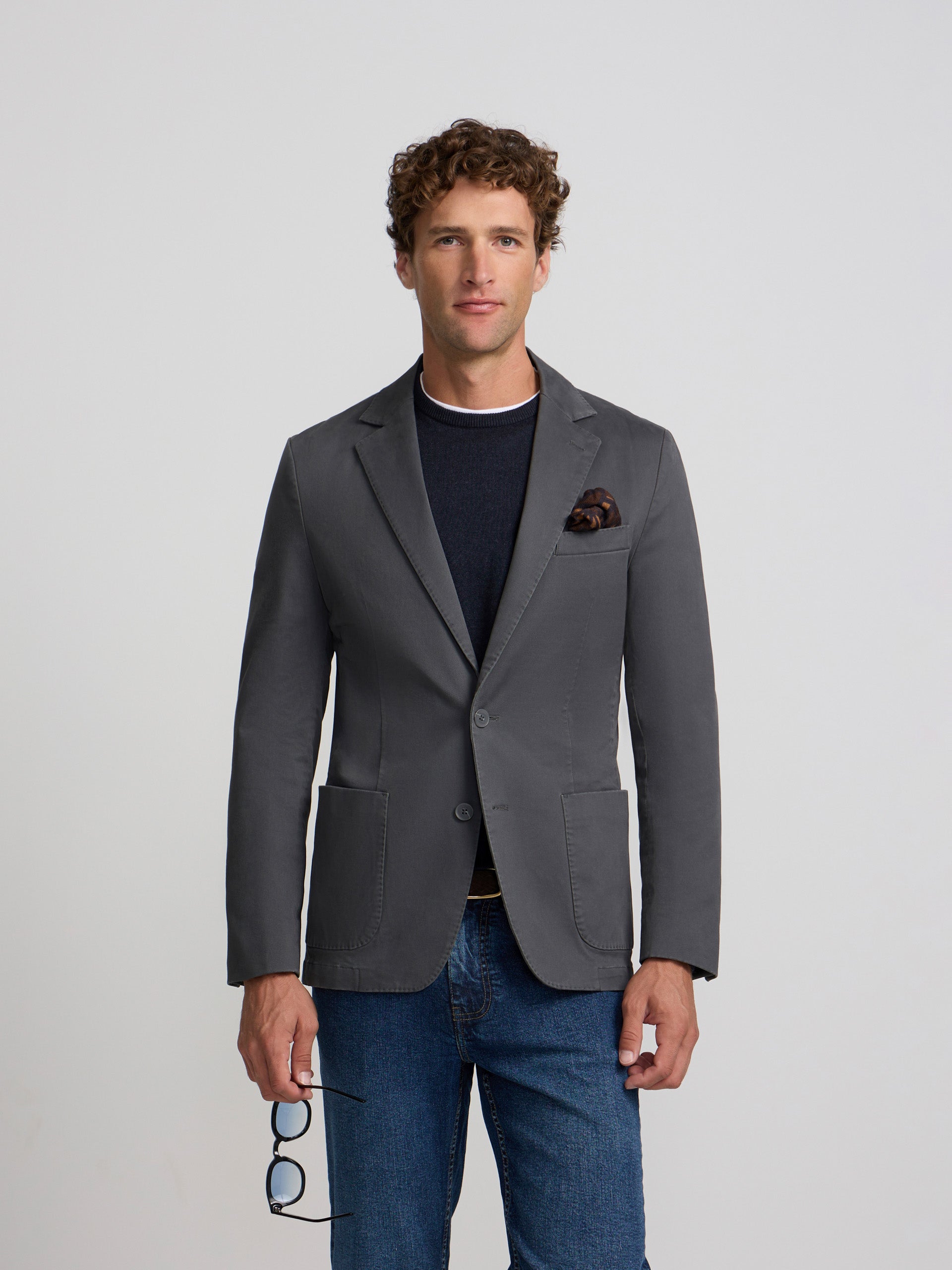 Blazer casual reto cinzento