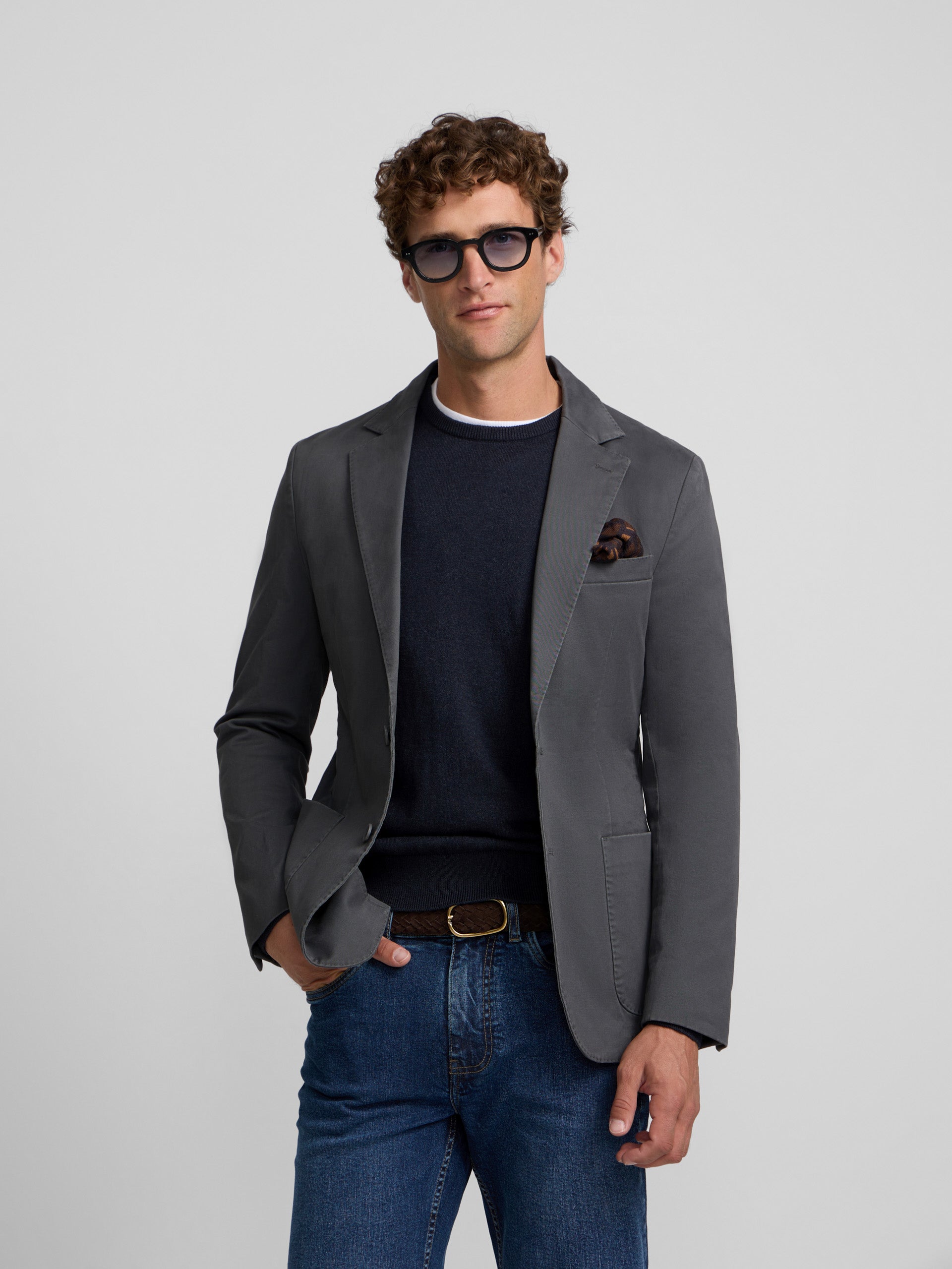 Blazer casual reto cinzento