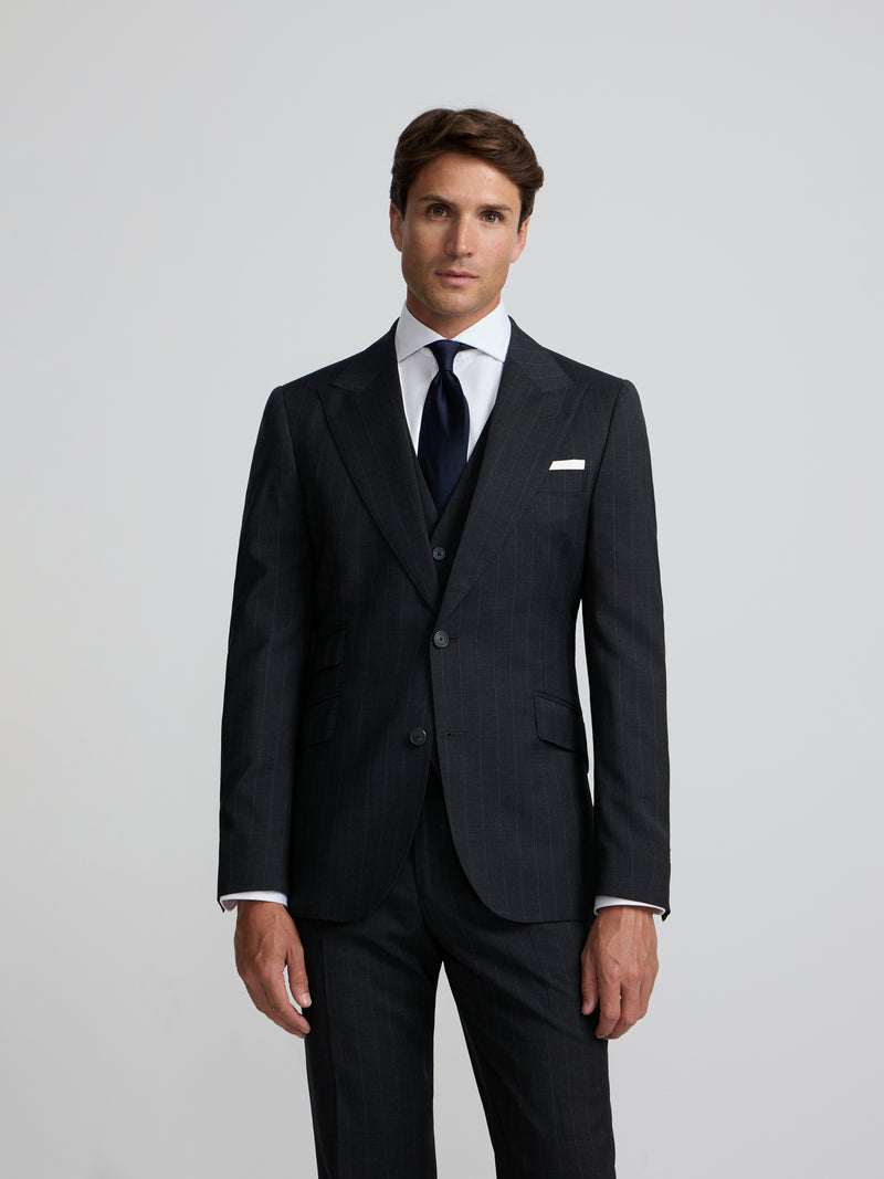 Americana traje raya diplomatica gris