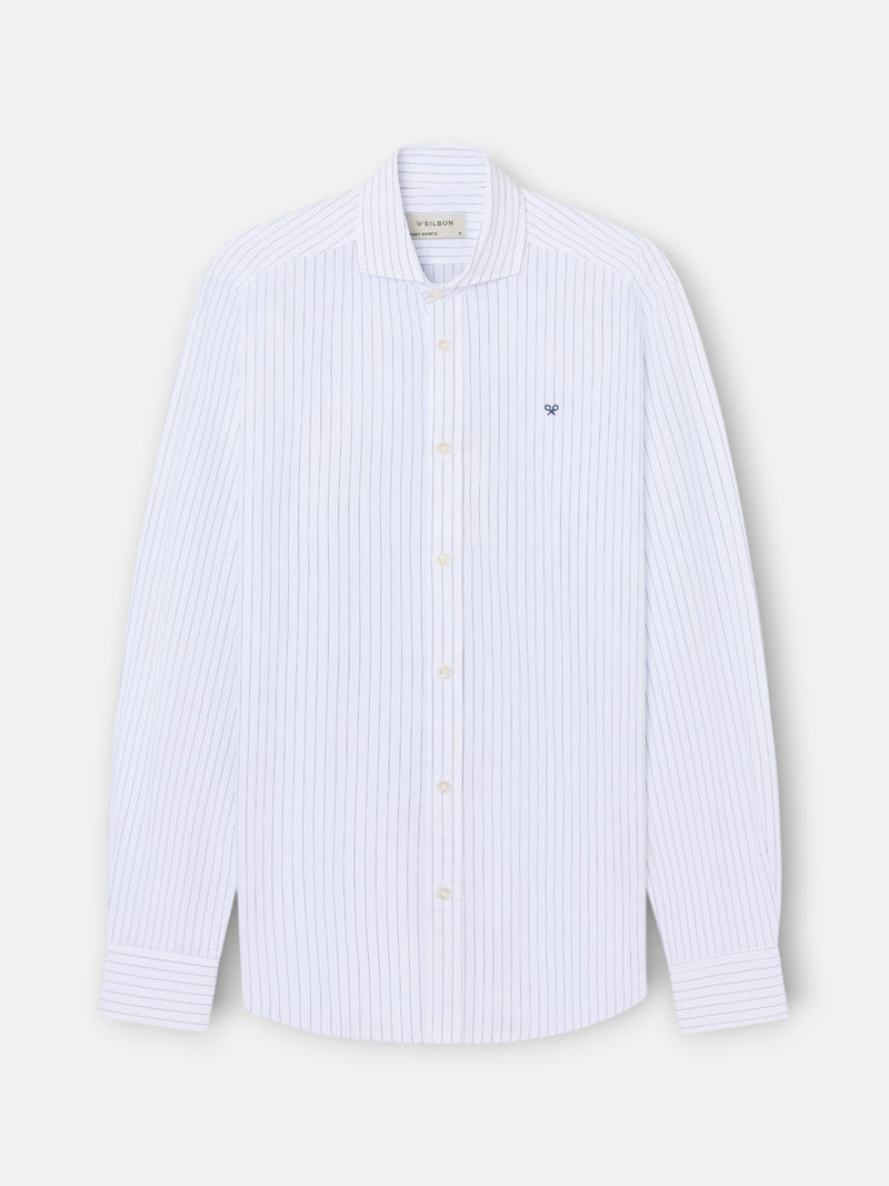 Camisa sport classic raya azul y blanca