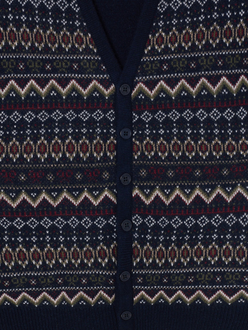 Navy blue unique jacquard knit vest