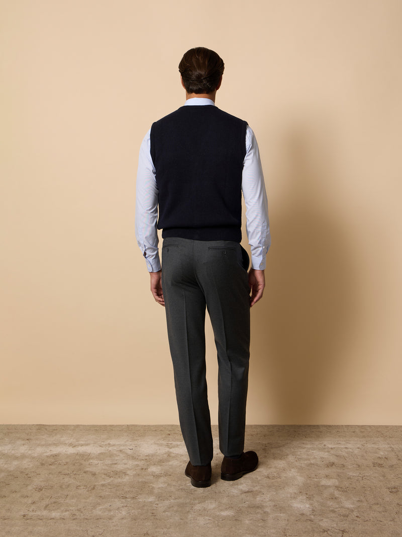 Colete de malha jacquard único azul-marinho