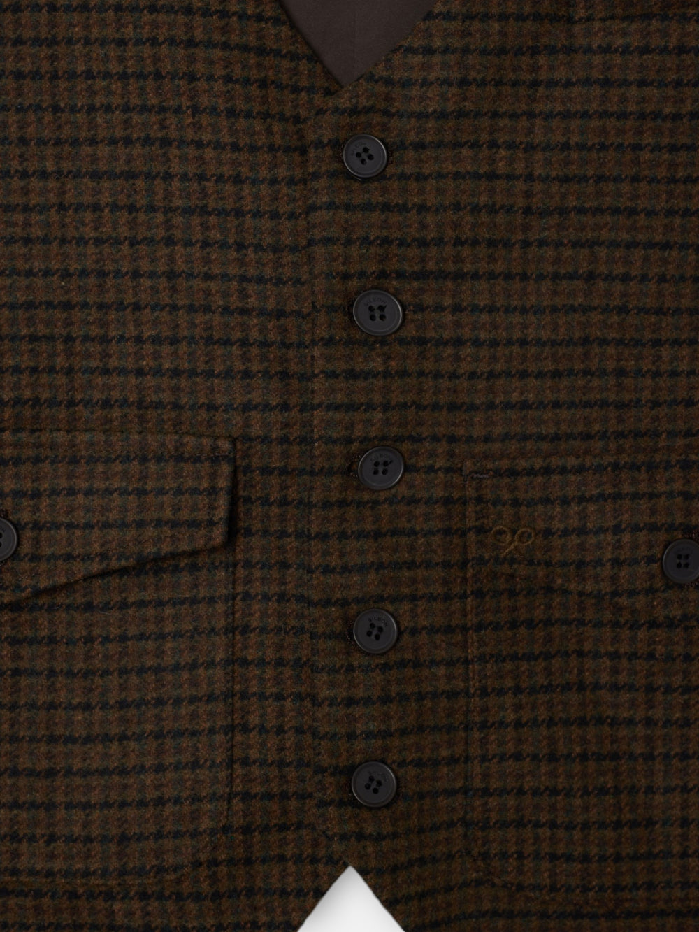 Colete com bolsos padrão pied-de-poule castanho