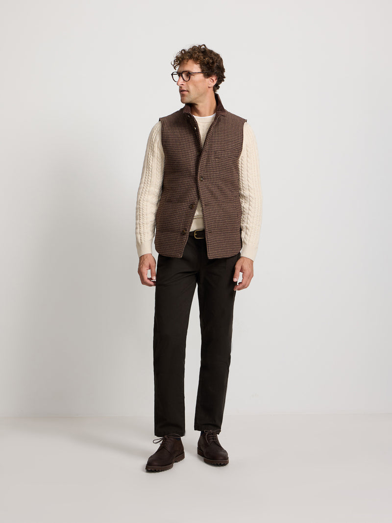 Chaleco casual pata de gallo beige