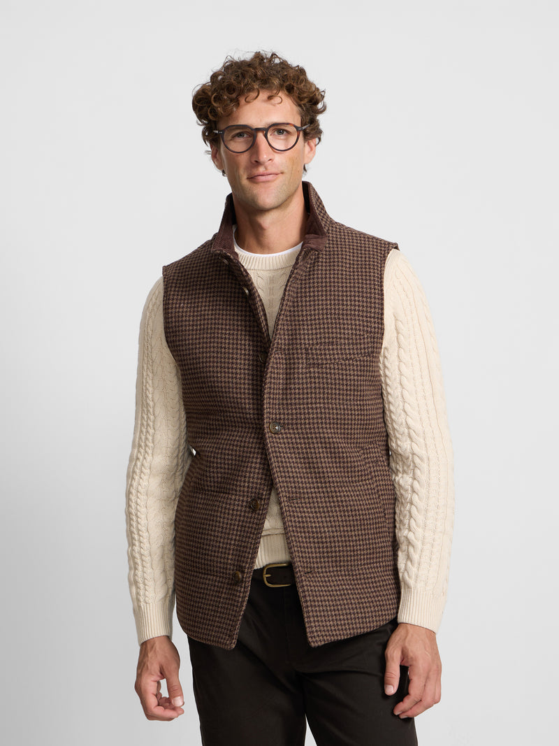 Chaleco casual pata de gallo beige