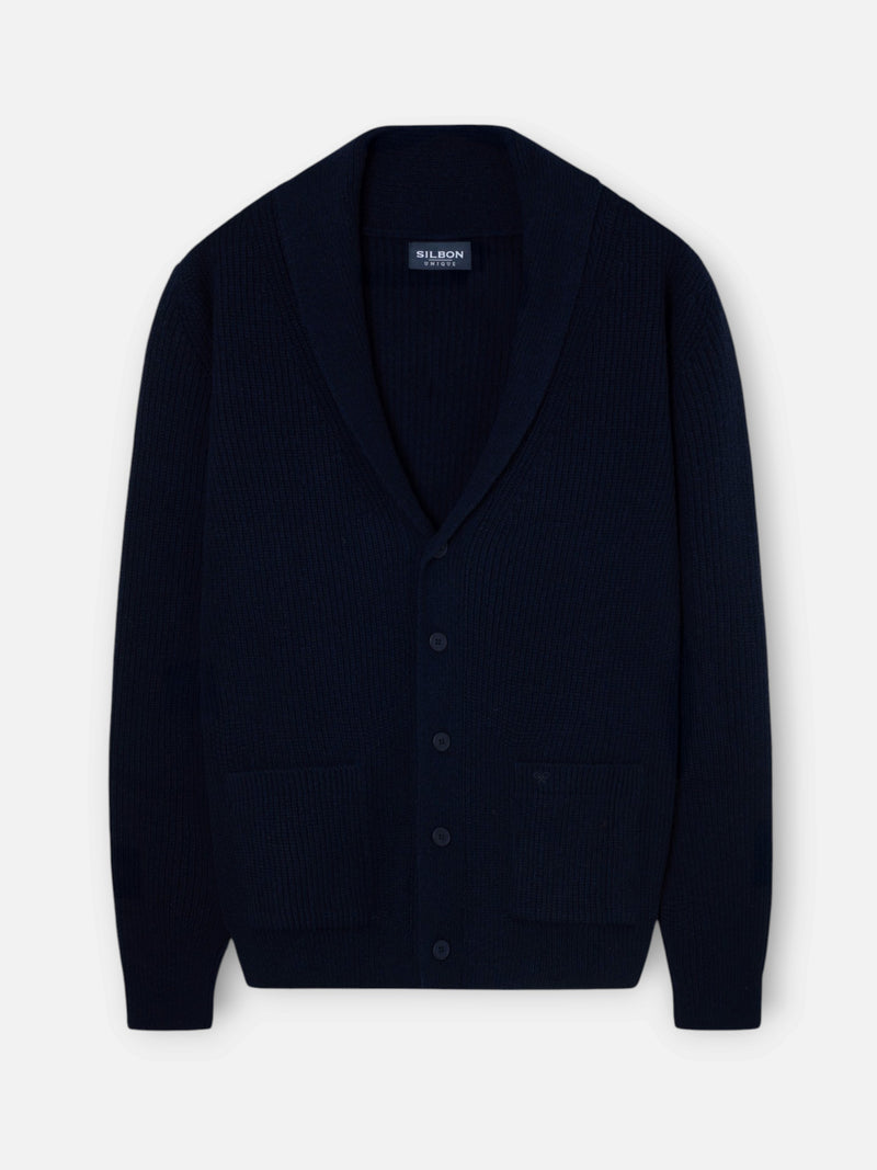 Cardigan unique cuello chal azul marino
