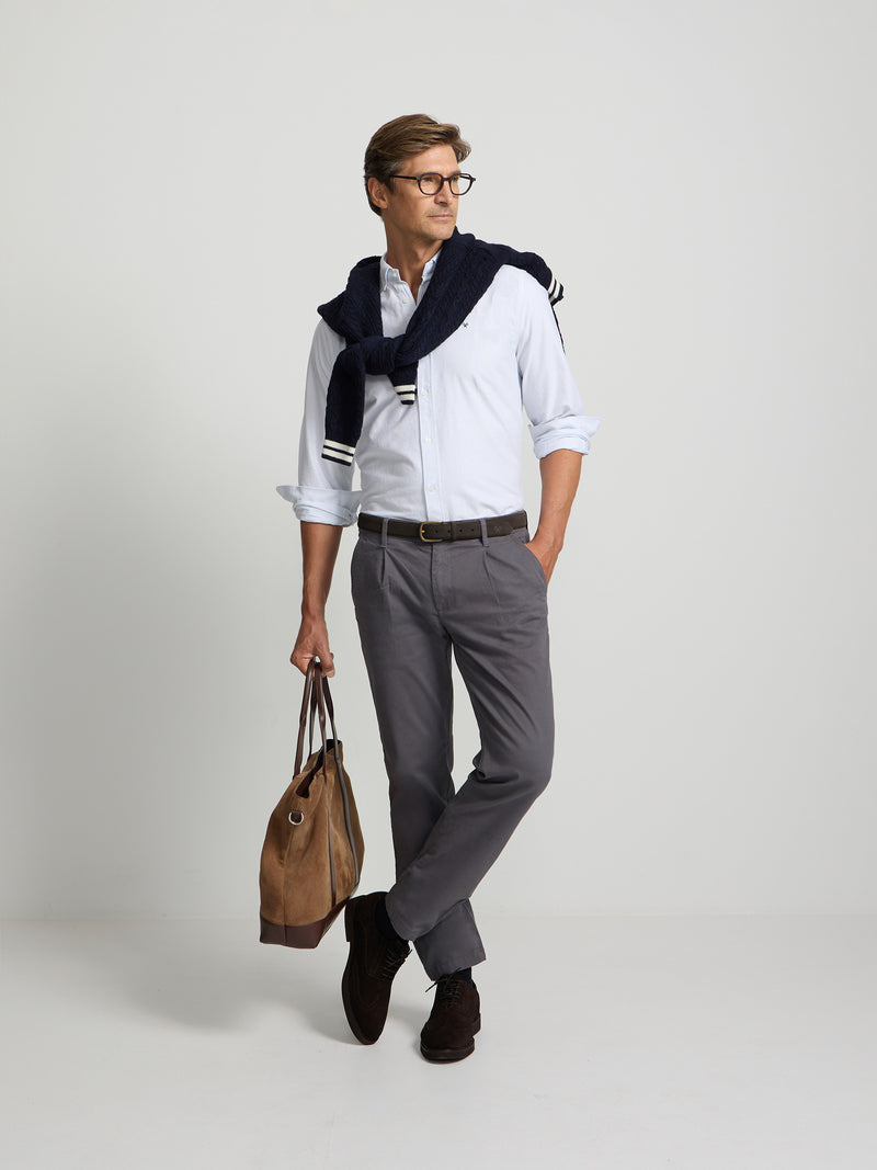 Pantalon sport chino pinza gris marengo
