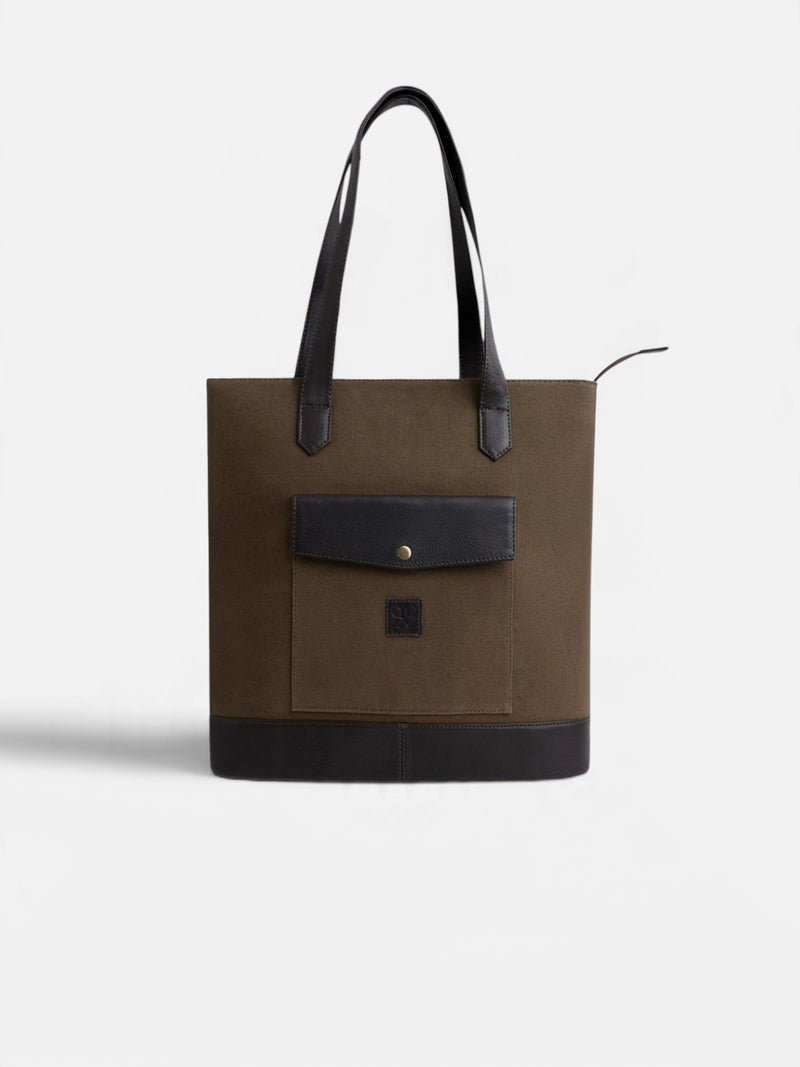 Tote bag unique piel canvas marron