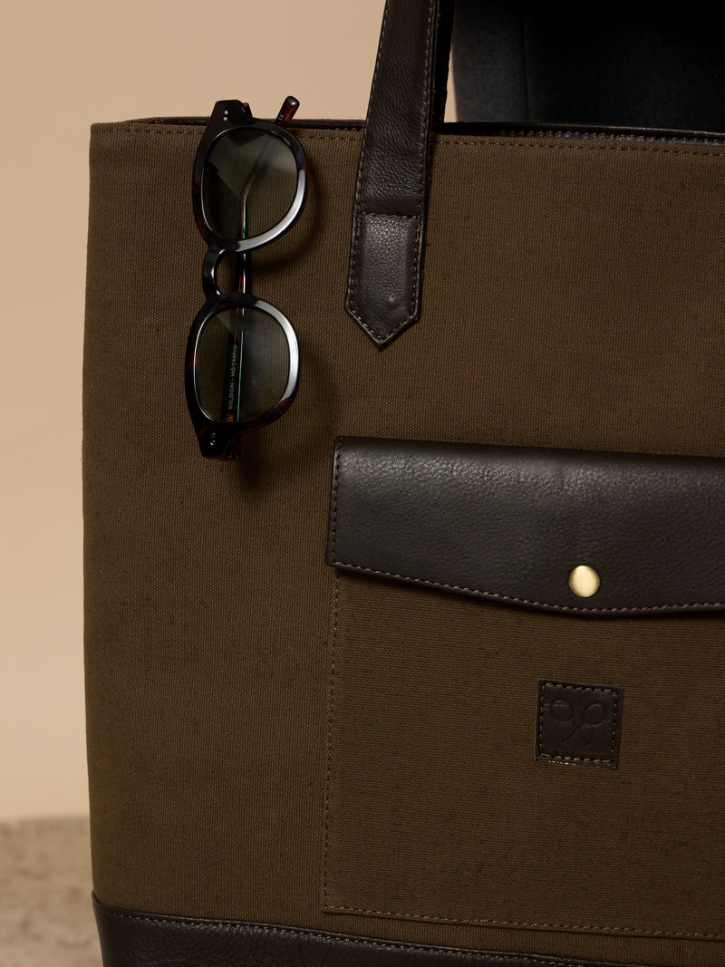 Tote bag unique piel canvas marron