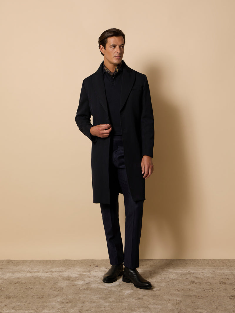 Manteau unique à chevrons bleu marine