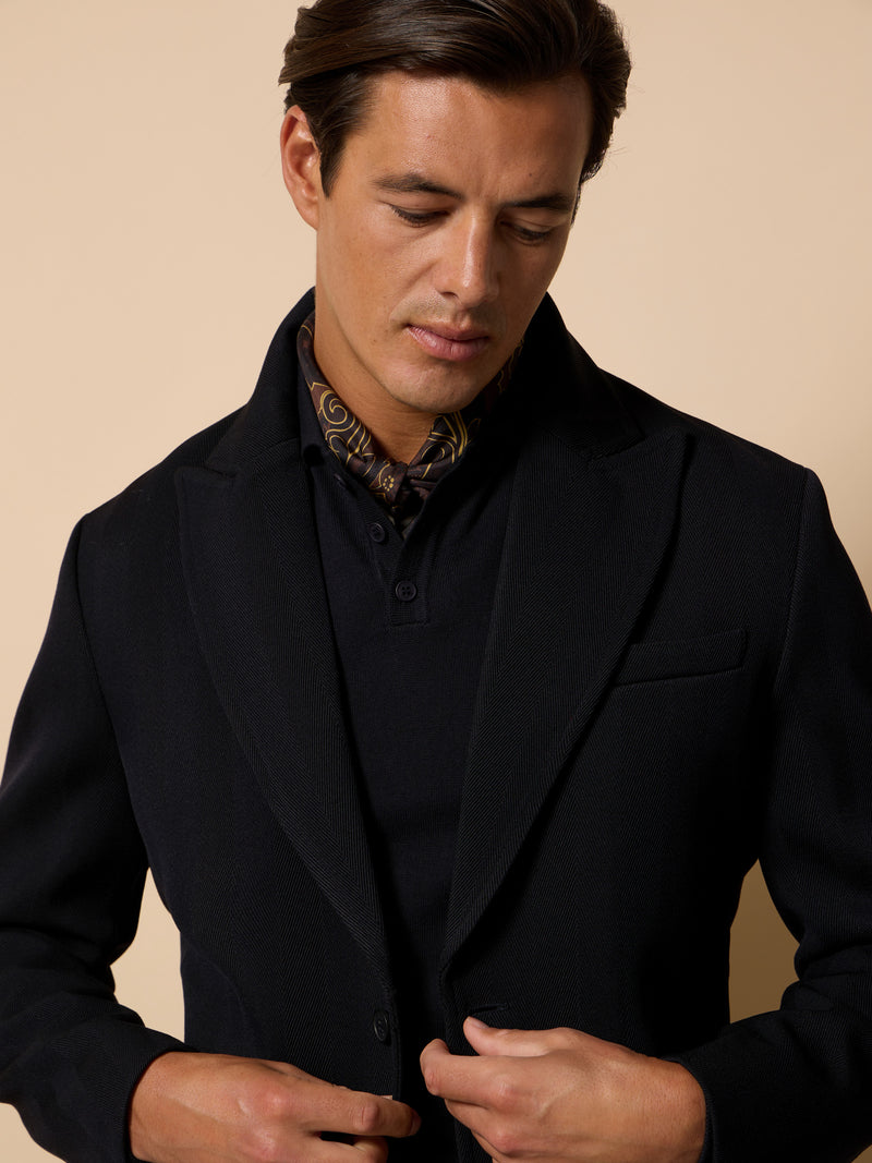 Manteau unique à chevrons bleu marine