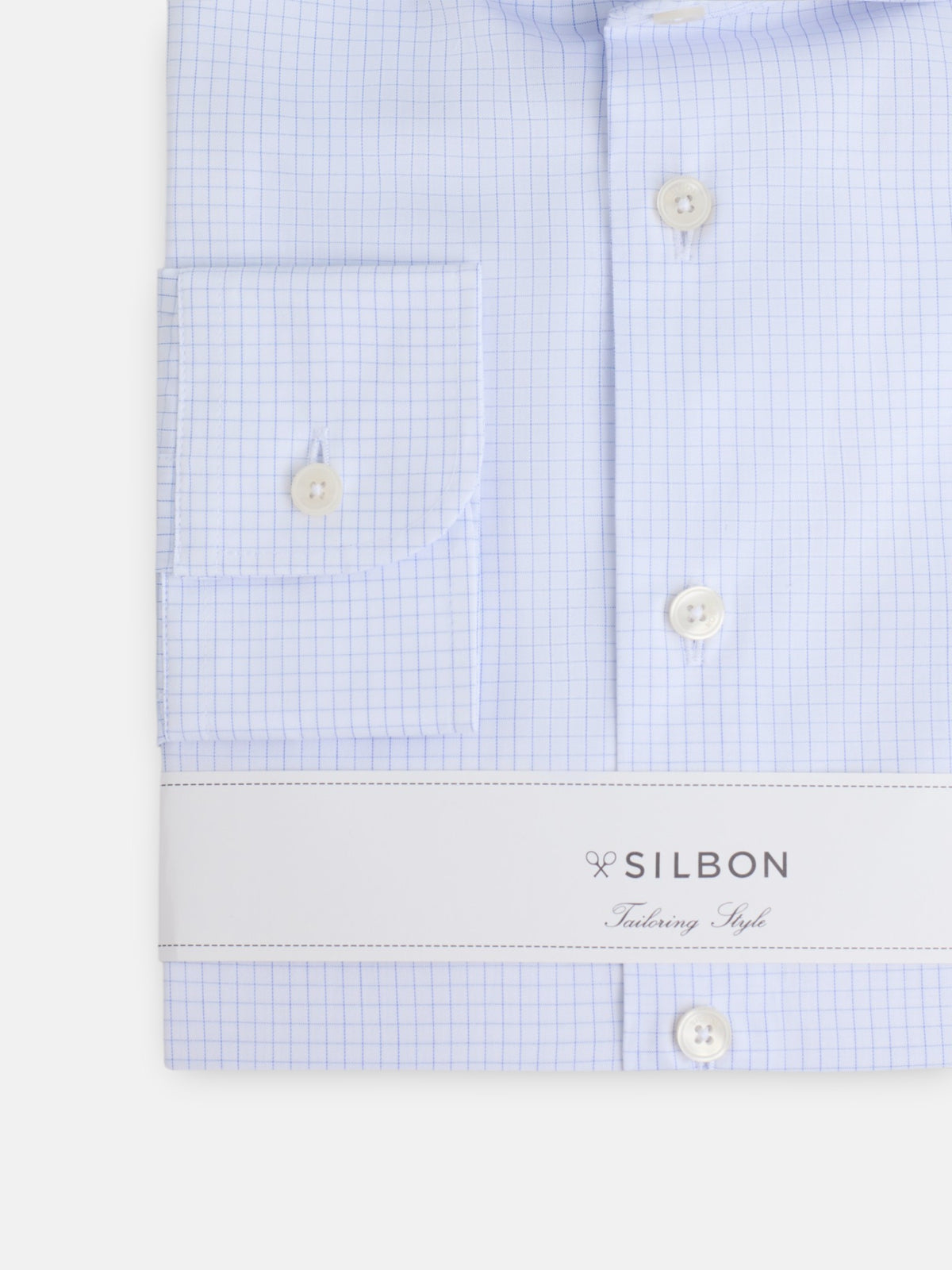 Camisa de vestir xadrez pequeno azul-claro