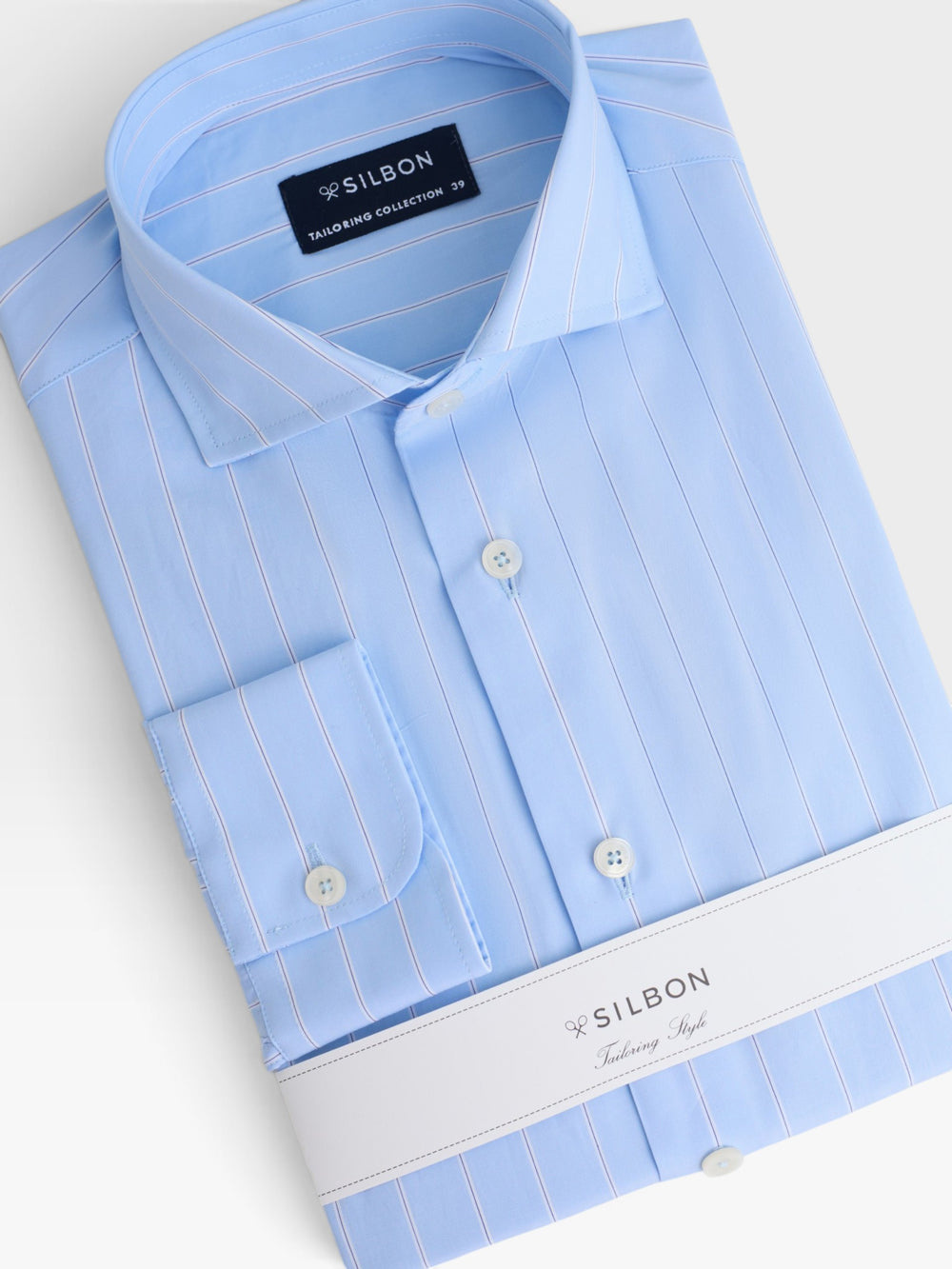 Camisa vestir rayas anchas celeste