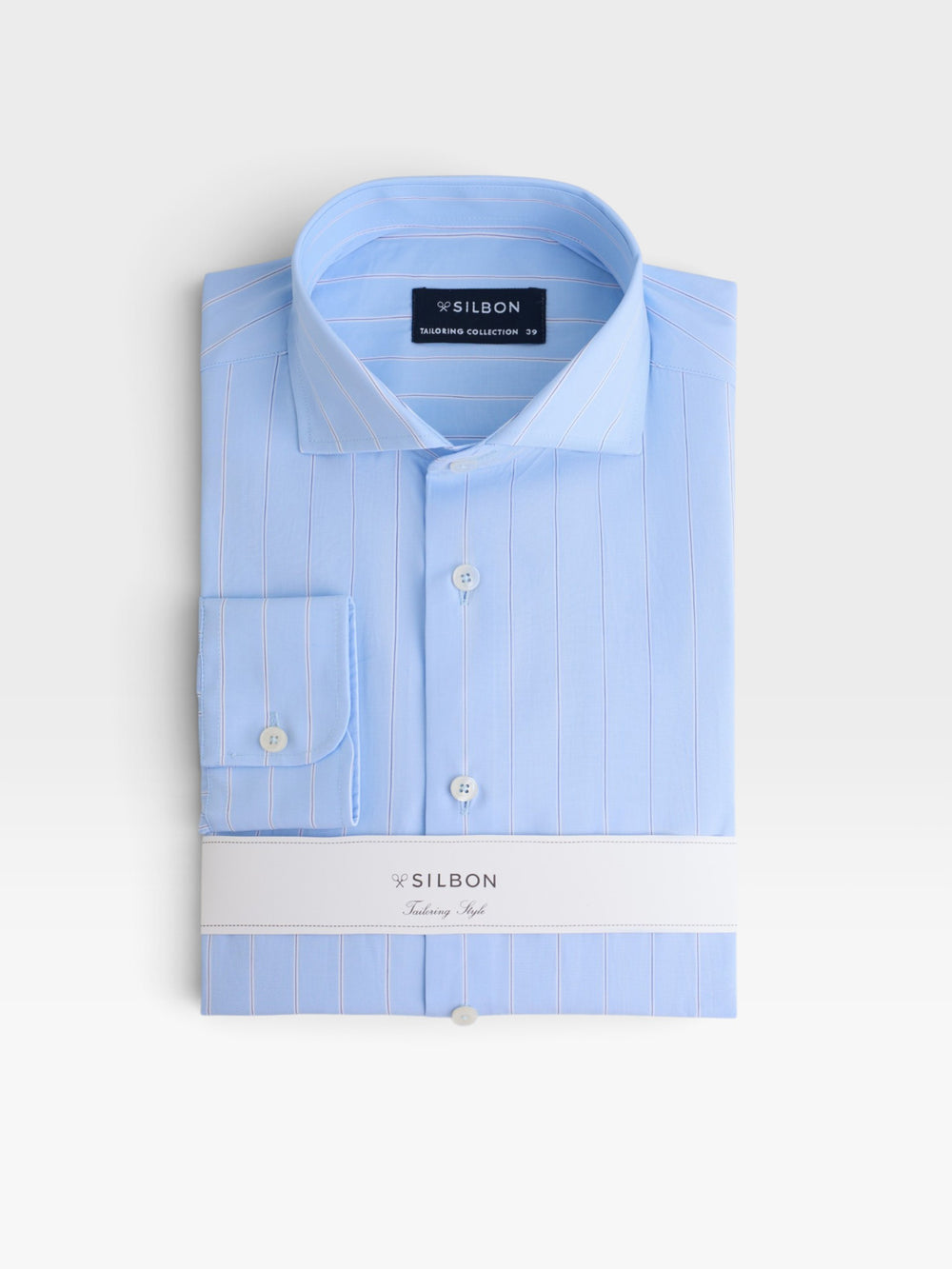 Camisa vestir rayas anchas celeste