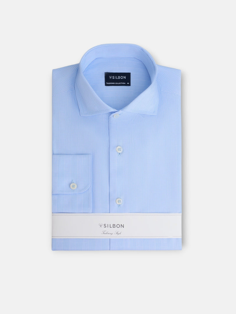 Camisa de vestir príncipe de Gales azul