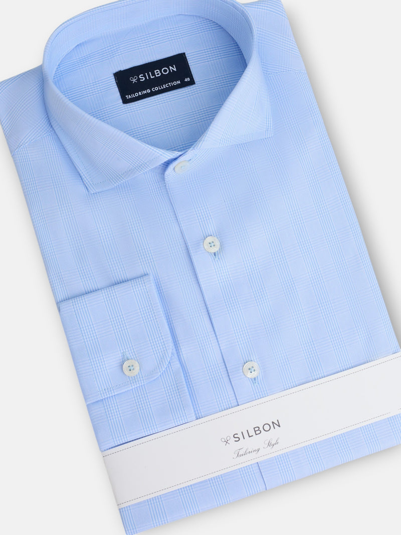 Camisa de vestir príncipe de Gales azul