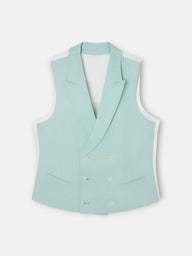 Chaleco chaque cuello clasico aguamarina
