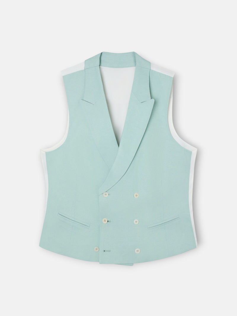 Classic collar aqua morning coat vest