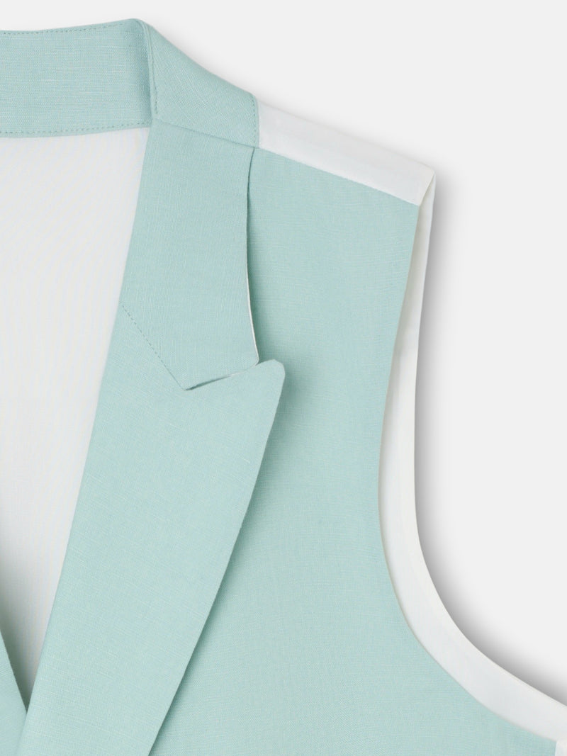 Classic collar aqua morning coat vest