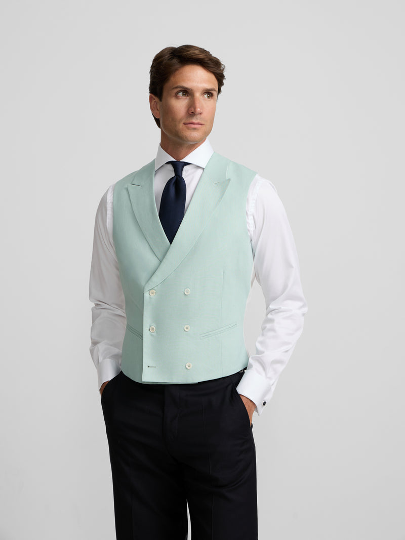 Classic collar aqua morning coat vest