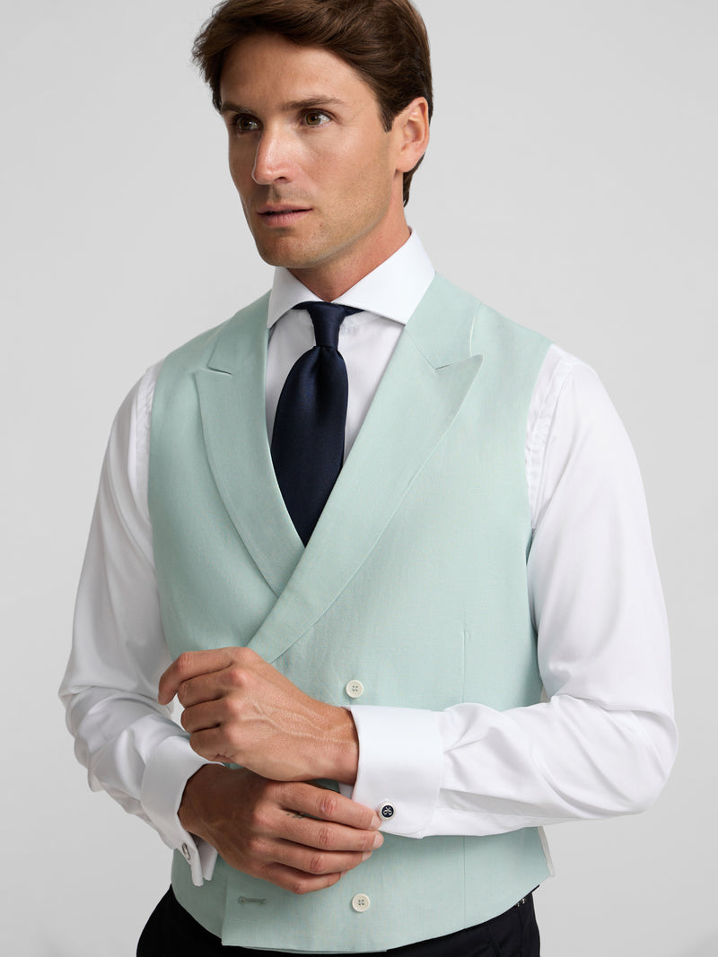 Classic collar aqua morning coat vest