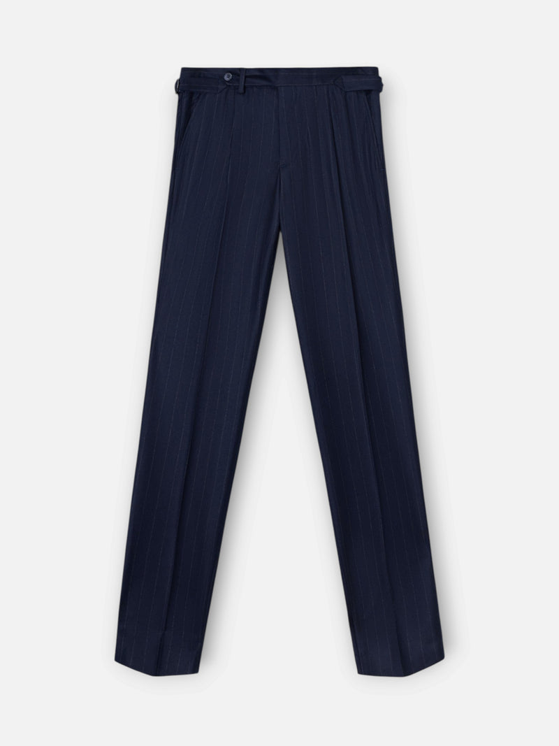 Unique navy blue pleated diplomatic trousers
