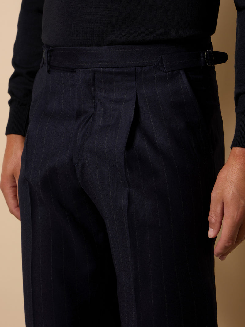 Unique navy blue pleated diplomatic trousers