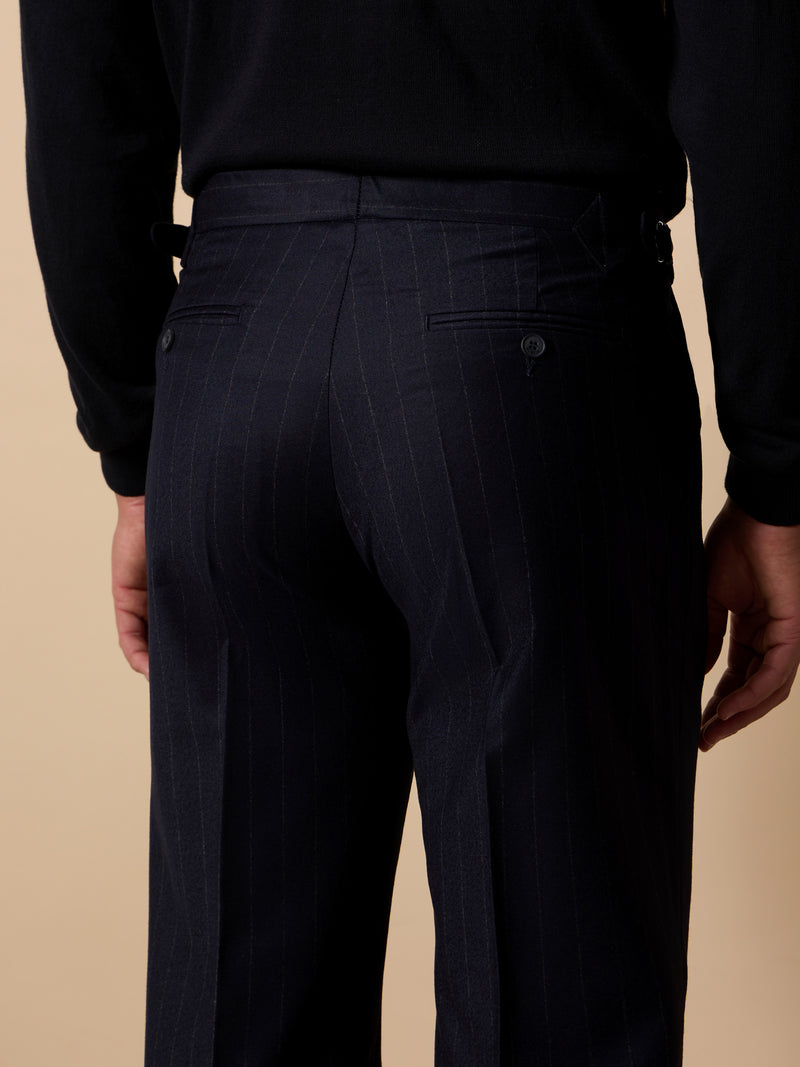 Unique navy blue pleated diplomatic trousers