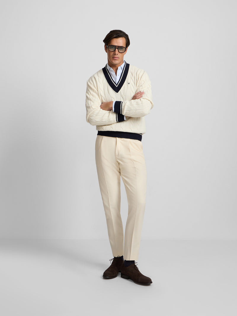 Light beige pleated dress trousers